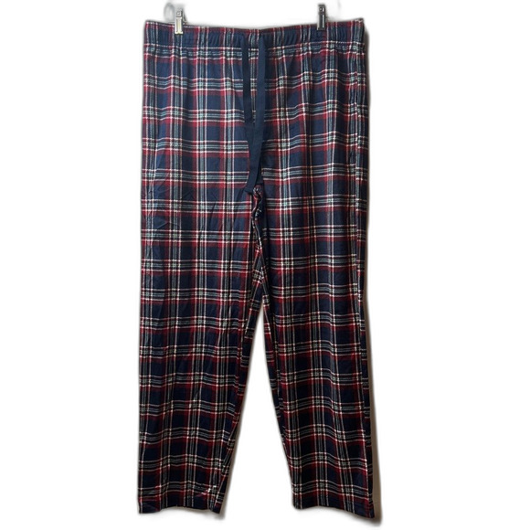 IZOD Men's Plaid Fleece Pajama Pants Bottoms Blue Red Lounge Size L - Picture 1 of 5